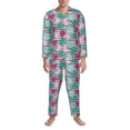 thumbnail image 3 of Naloa Tropical Leaves Men’s Pajamas Set - Long Sleeve Button Down Sleep Shirt and Pajama Bottoms Sleepwear Set-XX-Large, 3 of 7