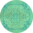 thumbnail image 1 of Ahgly Company Indoor Round Abstract Turquoise Blue Modern Area Rugs, 4' Round, 1 of 4