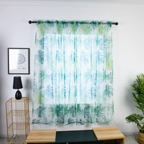 Bouanq Embroidered Soft Decorative Sheer Voile Light Filtering Grommet Window Treatment Curtain Drapery Panels for Bedroom & Living Room - Set of 2 Panels