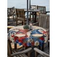 thumbnail image 2 of Outdoor Tablecloth with Umbrella Hole for Patio/Picnic/Party/Camping, Independence Day Gnomes Waterproof Table Cloth Round Cover Washable, Red Blue Poppy Floral Beige (Dia 54"), 2 of 8