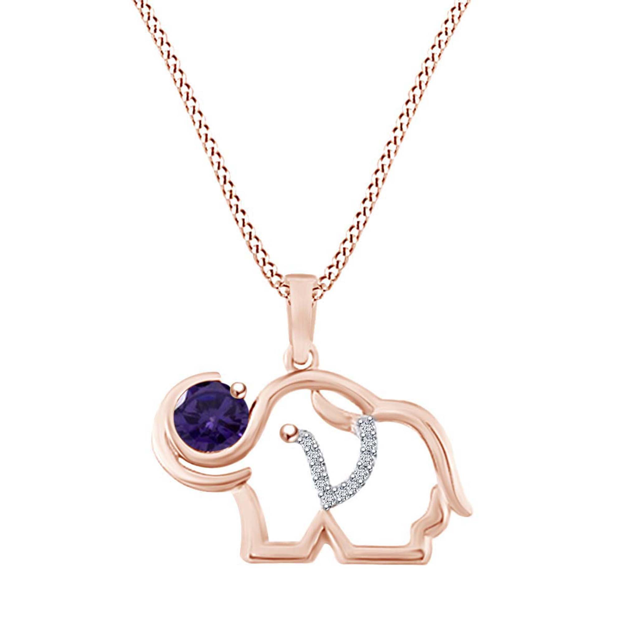 Wishrocks Round Cut Simulated Pink & Blue Sapphire Sterling Silver Butterfly Pendant Necklace 