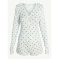 thumbnail image 5 of No Boundaries Giftable Henley Sleep Top and Shorts with Socks Set, 3-Piece, Women's XXS-3X, 5 of 6