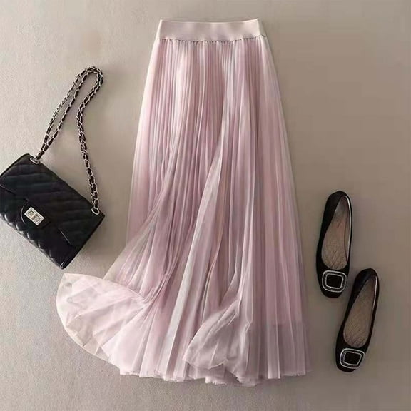 Women's High Waist Pleated Chiffon Skirt Casual Midi Skirt Lightweight Flowing Half Skirt For Summer Fashion Womens Plaid Skirt Jean Skirt for Women Pleated Denim Skirt Dance Skirts for Women Beach