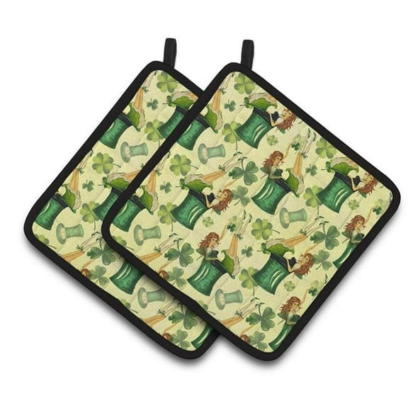 Watercolor St Patricks Day Party Pair of Pot Holders