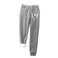 thumbnail image 2 of jsaierl Womens Fleece Lined Sweatpants Petite Warm Thick Pants Cotton Super Comfy Trousers Drawstring Casual Workout Joggers Sweatpants with Pockets, 2 of 3