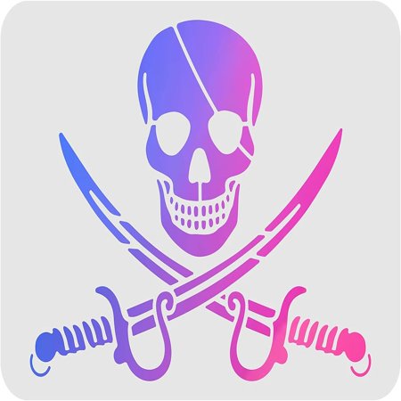 1pc Large Plastic Reusable Drawing Painting Stencils Templates for Painting on Scrapbook Fabric Tiles Floor Furniture Wood Rectangle Skull Pattern 297x210mm