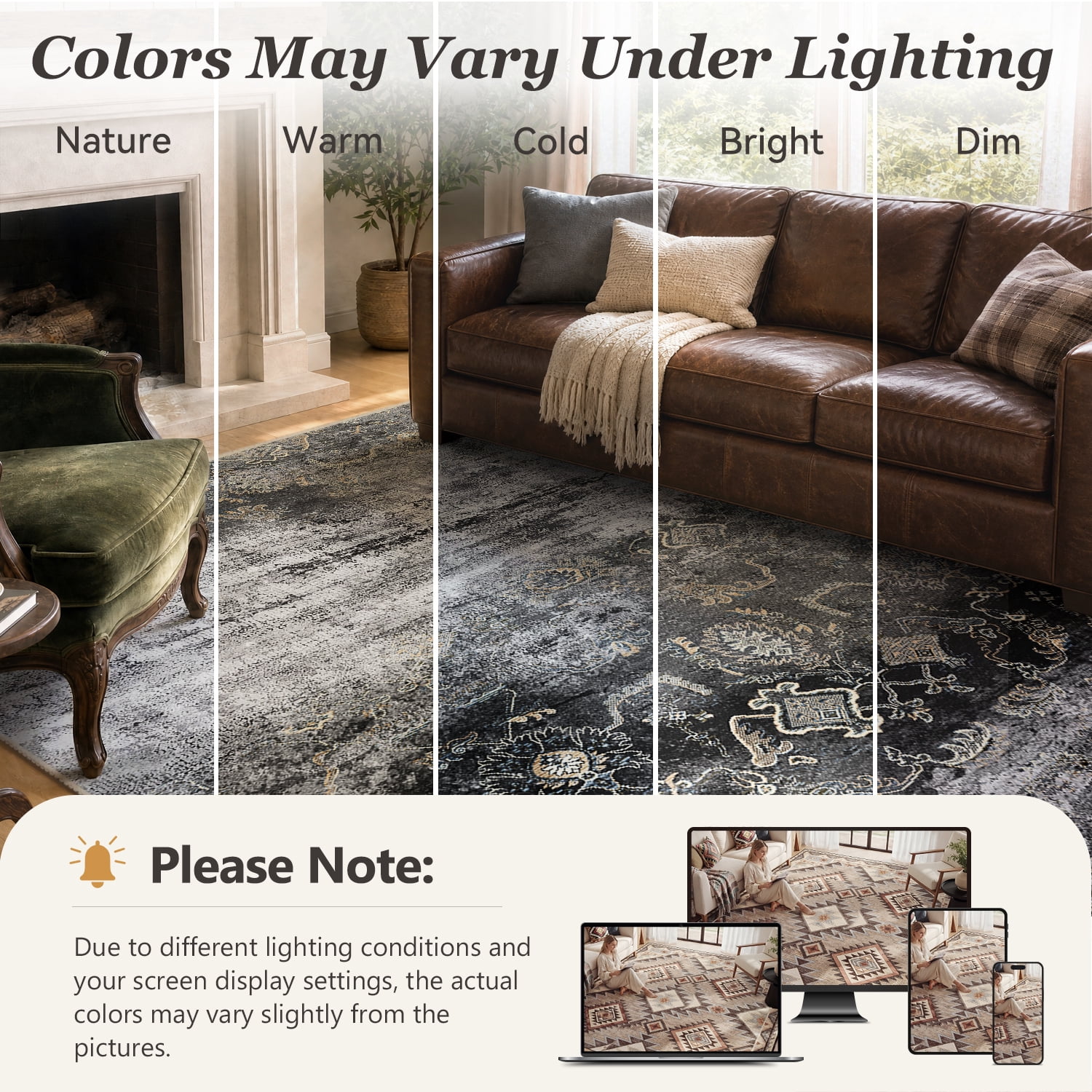 VUNATE 5'x7' Area Rugs for Living Room Machine Washable Rugs Abstract Vintage Distressed Indoor Rug Carpet Soft Lightweight Large Area Rug for Bedroom Dining Room Kitchen Nonslip Rug Black and Gray