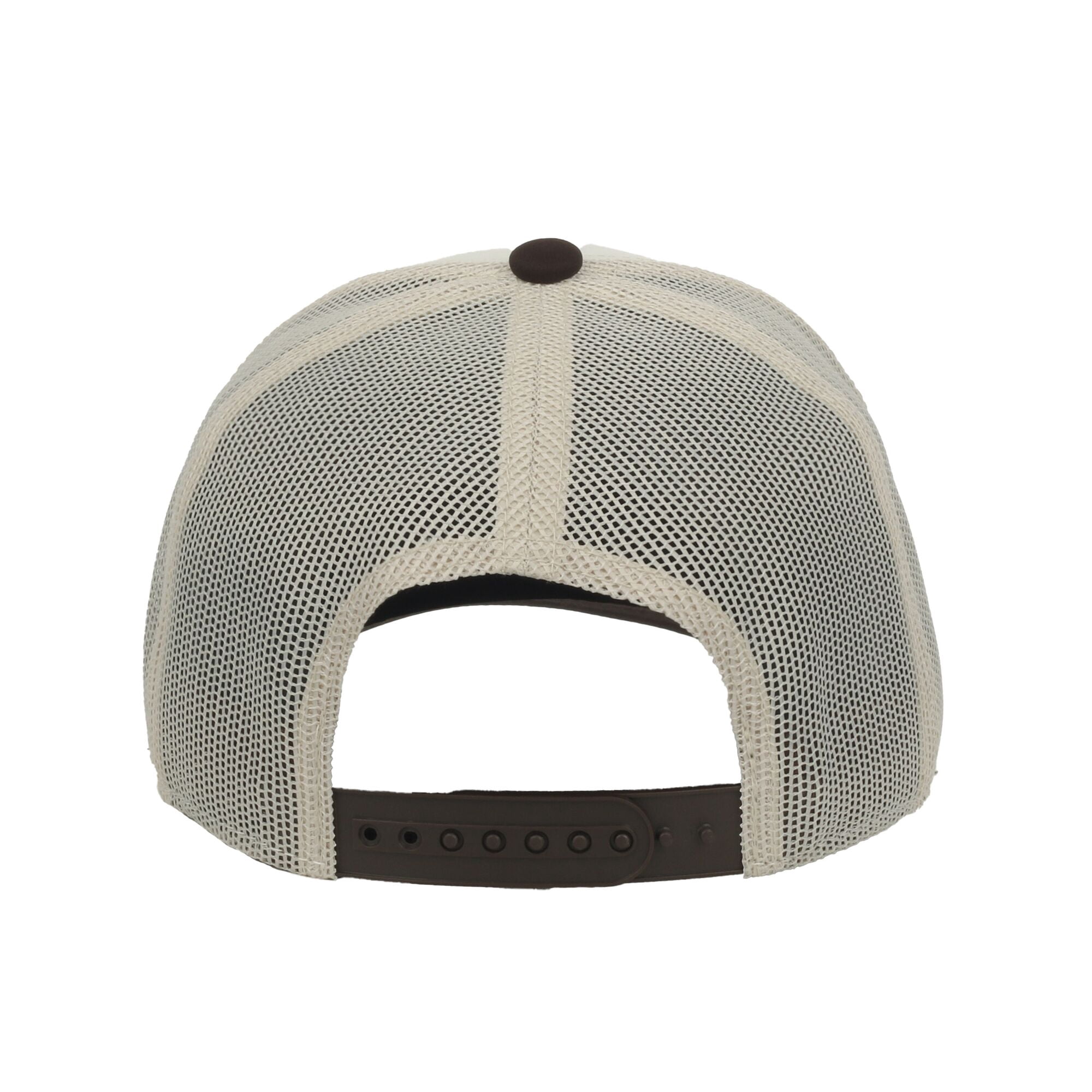 Winchester Structured 5-Panel Trucker Hat – American Flag Screen Print, Meshback Cap, Putty/Brown, One Size