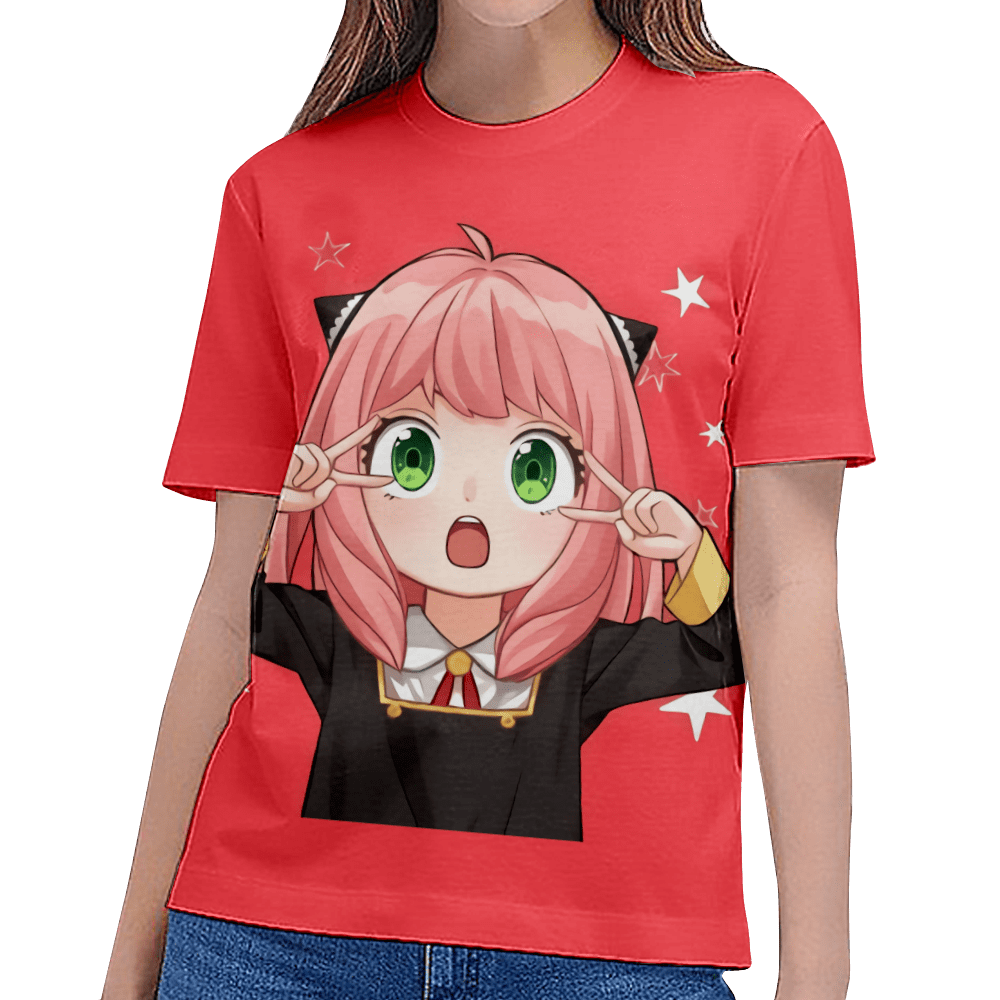 Japanese Anime Spy X Family Kawaii Anya Forger Summer Fashion T-shirt Short  Sleeve Cartoon Casual Top Children's T-shirt Clothing 3-14 Years Old Girl's  T-shirt Clothing，B-4XL 