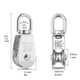 thumbnail image 2 of Cuerda De Alambre De Acero Inoxidable Bloque De Polea De Grúa Gancho Giratorio De Grúa Polea Única Gancho Giratorio De Grúa De Elevación De Plata，5 Uds M25 304 Yuarrent TO004102-00, 2 of 7