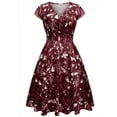 thumbnail image 4 of Iyufng Women's Summer Dresses V-Neck Printed Short Sleeve Mini Dress, 4 of 8