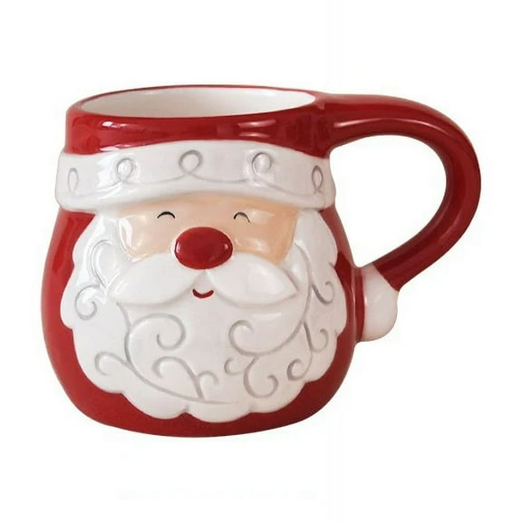 Christmas Ceramic Coffee Mug Santa Claus Mould Coffee Mug Elk Embossed Cup Breakfast Dessert Milk Mug for Kids Xmas Gift (301-400ml,Santa-Claus-Cup)