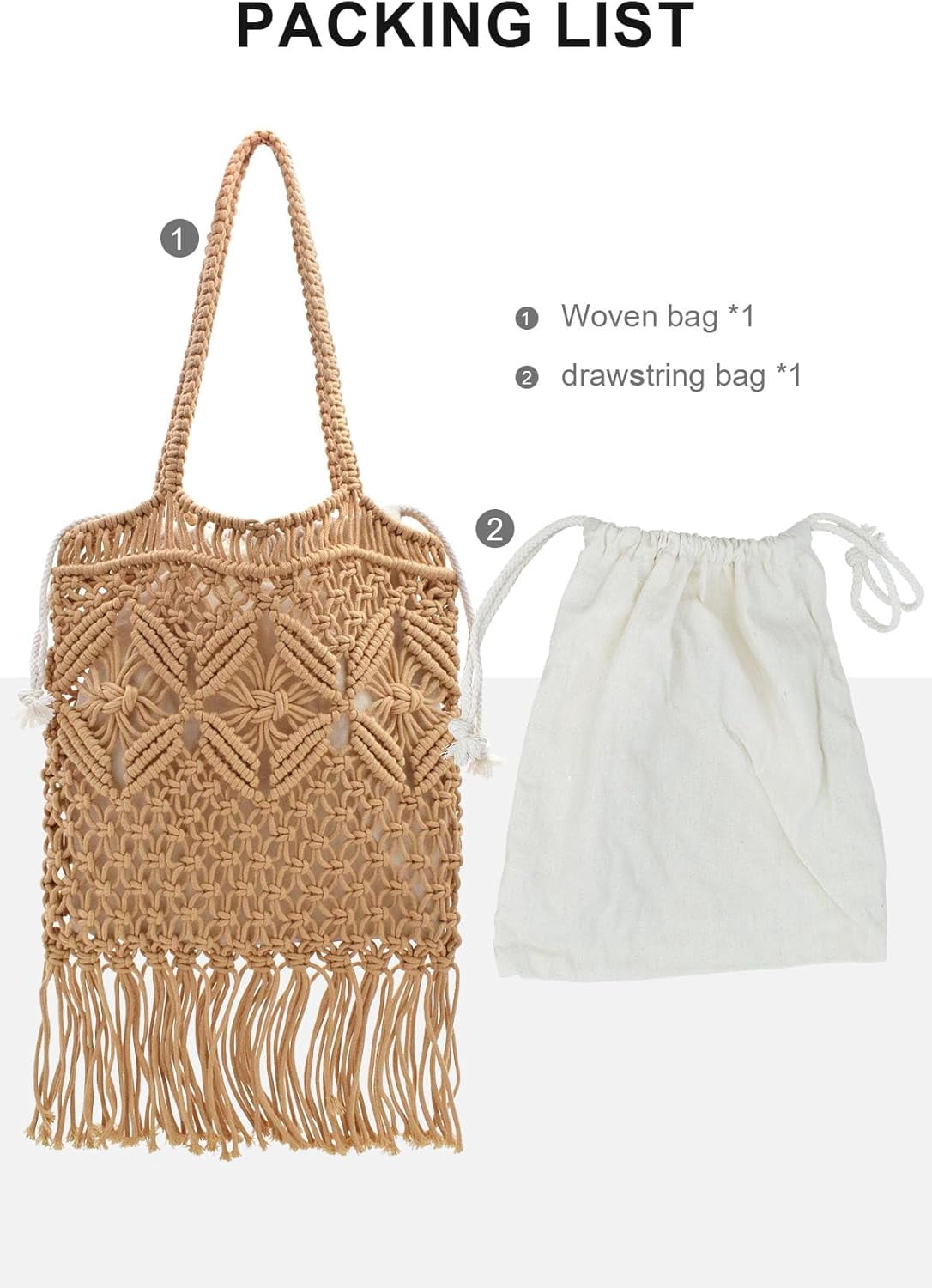 Boho Crochet Summer Handbag Handmade Cotton Rope Knit Shoulder Bags for Women Bohemia Tote for Travel