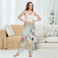 thumbnail image 6 of FORMRS Women's Pajama Pants with Pockets Soft Comfy Loungewear Sleep Bottom, Sizes S-2XL, Green Floral Cranes Pattern, 6 of 8