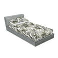 thumbnail image 2 of Tropical Fitted Sheet & Pillow Sham Set, Repetitive Monochrome Exotic Leaves Pattern on Plain Back Vintage, Decorative Printed 2 Piece Bedding Decor, Twinxl, Sage Green and Grey Yellow, by Ambesonne, 2 of 2