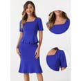 thumbnail image 2 of DARING DIVA Women's Square Neck Fishtail Bodycon Peplum Skirt Set S Royal Blue, 2 of 6