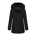 thumbnail image 4 of Women's Winter Cotton Coat with Removable Hood Fur Collar Thickened Warm Jacket, Black, Size XXXL, 4 of 4
