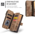 thumbnail image 6 of ShellTech For Samsung Galaxy Z Fold 7 PU Leather Wallet Case with Card Holder Kickstand Magnetic Zipper Pocket Lanyard Strap Wristlet,Leather Flip Case Shockproof Protective Cover,Brown, 6 of 8