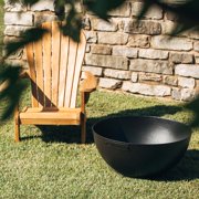 Ash & Ember 29 Hemisphere Fire Pit, Wood Burning Backyard Fireplace, Round Flat Flanged Base, Cast Iron High-Temp Black Paint Fire Bowl, Portable Outdoor Firepit Ideal for Backyard Parties, Camping