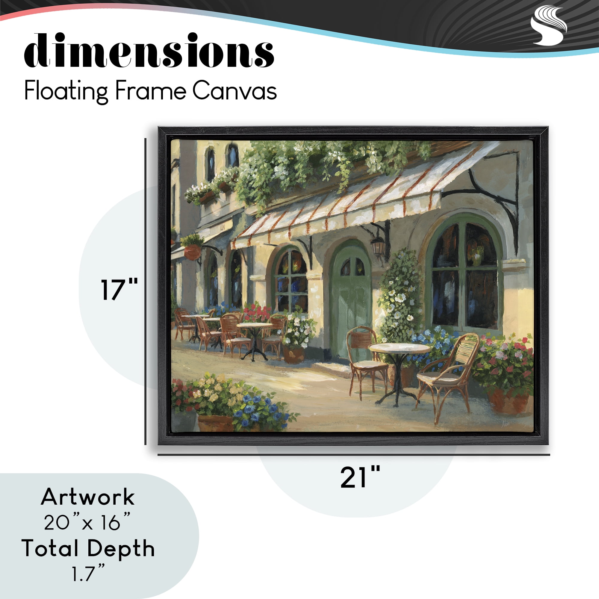 Stupell Industries Cozy Cafe Sunlit Patio Black Framed Floater Canvas Wall Art, design by Nan