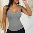 thumbnail image 6 of Women's Ribbed Knit Deep V Neck Tank Top with Seamless Design - Large, Gray, 6 of 7