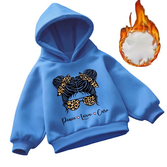 Little Girls Graphic Hoodie Long Sleeves Loose Fit Printed Casual Outerwear Top Sweatshirt Tops Size 7T , Blue