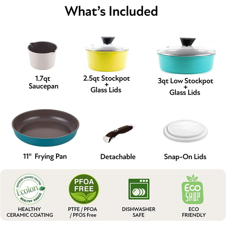 Neoflam Midas Plus 9-Piece Ceramic Nonstick Cookware Set/EMERALD Green