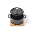 thumbnail image 4 of HAWOK Cast Iron Mini Round Cocotte Set, Dia.3.9”, 9oz. Mini Dutch Oven with Bamboo Tray, Set of 6, Pre-seasoned, 4 of 5