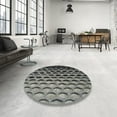 thumbnail image 3 of Ahgly Company Indoor Round Patterned Charcoal Black Area Rugs, 3' Round, 3 of 6