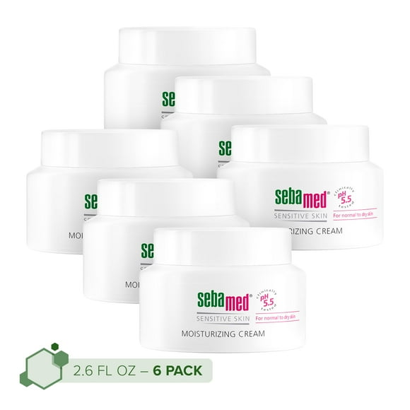 Sebamed Crema facial hidratante para piel sensible Antioxidante pH 5,5 Vitamina E Hipoalergénica 2,6 onzas líquidas (2.5 fl oz) Hidratante ultra hidratante recomendado por dermatólogos (paquete de 6)