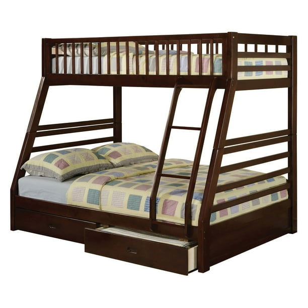Acme Furniture Jason Twin Over Full Bunk Bed with 2 Drawer in Espresso