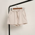 thumbnail image 3 of Casual Shorts for Women Solid Cotton And Linen Pocket Elastic Waist Loose Short Pants Pants, 3 of 5
