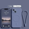 thumbnail image 1 of For Magsafe Magnetic Wireless Charge Case For iPhone 15 14 13 12 11 Pro Max Mini XR XS X Plus Soft Liquid Silicone Strap Cover Gray For iphone 13Pro, 1 of 6