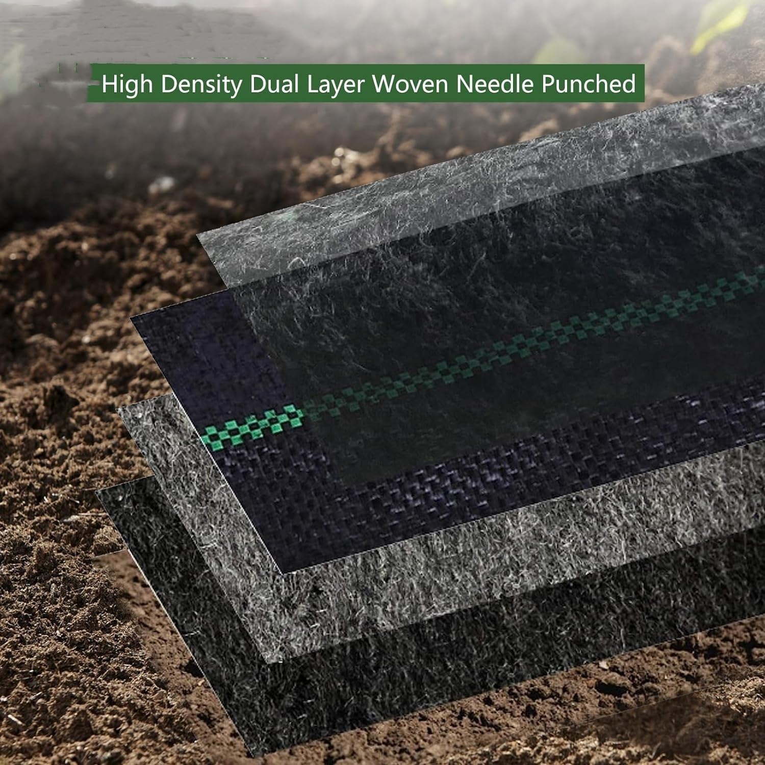 Yeshouse 5Oz Woven Landscape Fabric, 5 x 300FT, Double Layer Weed Barrier for Garden Beds & Landscaping