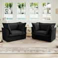 thumbnail image 2 of Set of 2 Slipcovered Armchairs,Deep Seat Accent Chair Set for Living Room, Reading Room, Bedroom and Working Spaces,Armchair Sets with Large Soft Pillows,Chenille Fabric,Black, 2 of 9