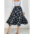 thumbnail image 3 of Gartered High Waist Floral Print Midi Skirt Below Knee Length, 3 of 3