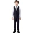 thumbnail image 6 of 3-Piece Boys Pinstripe Suit Set: Formal Blazer Vest + Shirt & Bow Tie | Wedding, Easter, Communion Outfit for Toddler to Youth (Size 2-14), 6 of 8