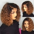 thumbnail image 6 of Dopi Short Curly Honey Blonde Bob Wig Lace Front Human Hair Wigs For Women Light Brown (Synthetic Wig), 6 of 7