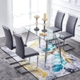 thumbnail image 1 of Modern 51 inch Transparent Dining Table and 4 Dining Chairs Set for Living Room Study Room, 4 Dining Chairs and a Transparent Dining Table Set (Transverse Stripe backrest Chairs with Table,Black), 1 of 11