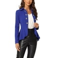 thumbnail image 4 of INSPIRE CHIC Women's Turn Down Collar Open Front High-Low Hem Gothic Peplum Blazer M Royal Blue, 4 of 6