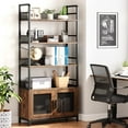thumbnail image 7 of Bookshelf with Doors, 71" Tall Bookcase with 4 Tiers Open Storage Shelf, Farmhouse Display Rack Cabinet Bookshelf for Bedroom, Living Room, Home Office, 7 of 7