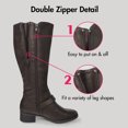 thumbnail image 3 of Hawkwell Women's Wide Calf Double Zipper Knee High Riding Boots,US 9.5,Brown, 3 of 7