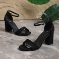 thumbnail image 5 of Womens Heeled Sandals High Block Heel Ankle Strap Pumps Shoes Casual Pointed Open Toe Summer Dress Heels Black Size 8, 5 of 9