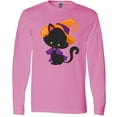thumbnail image 3 of Inktastic Black Cat, Cat Wearing Witch Hat, Halloween Long Sleeve T-Shirt, 3 of 5