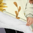 thumbnail image 3 of Oversized Wearable Blanket Hoodie,Yellow Small Flower Sunflower Pattern Sherpa Blanket Hoodie with Super Pockets,Super Warm Fuzzy Pullover for Women & Men, 3 of 6