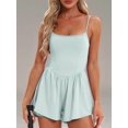thumbnail image 3 of Women'S Summer Sleeveless Rompers Spaghetti Strap Double Lined Shorts Jumpsuit  Outfits Light Blue M, 3 of 7