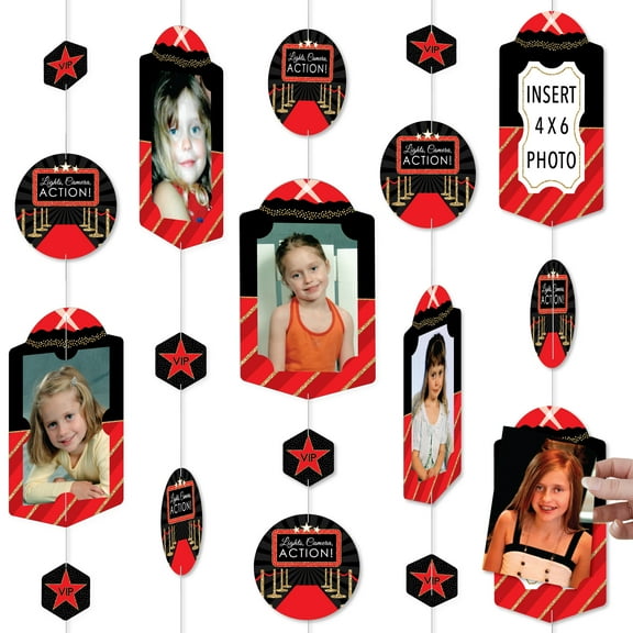 Big Dot of Happiness Red Carpet - Movie Night Party Vertical Photo Garland 35 Pieces