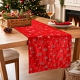 thumbnail image 4 of Honeplcked 13x71In Polyester Velvet Red Xmas Table Runner, Winter Seasonal Indoor Christmas Table Decorations, Embroidered Snowflake Table Runner for Xmas Party Home Holiday Kitchen Dining Room, 4 of 7