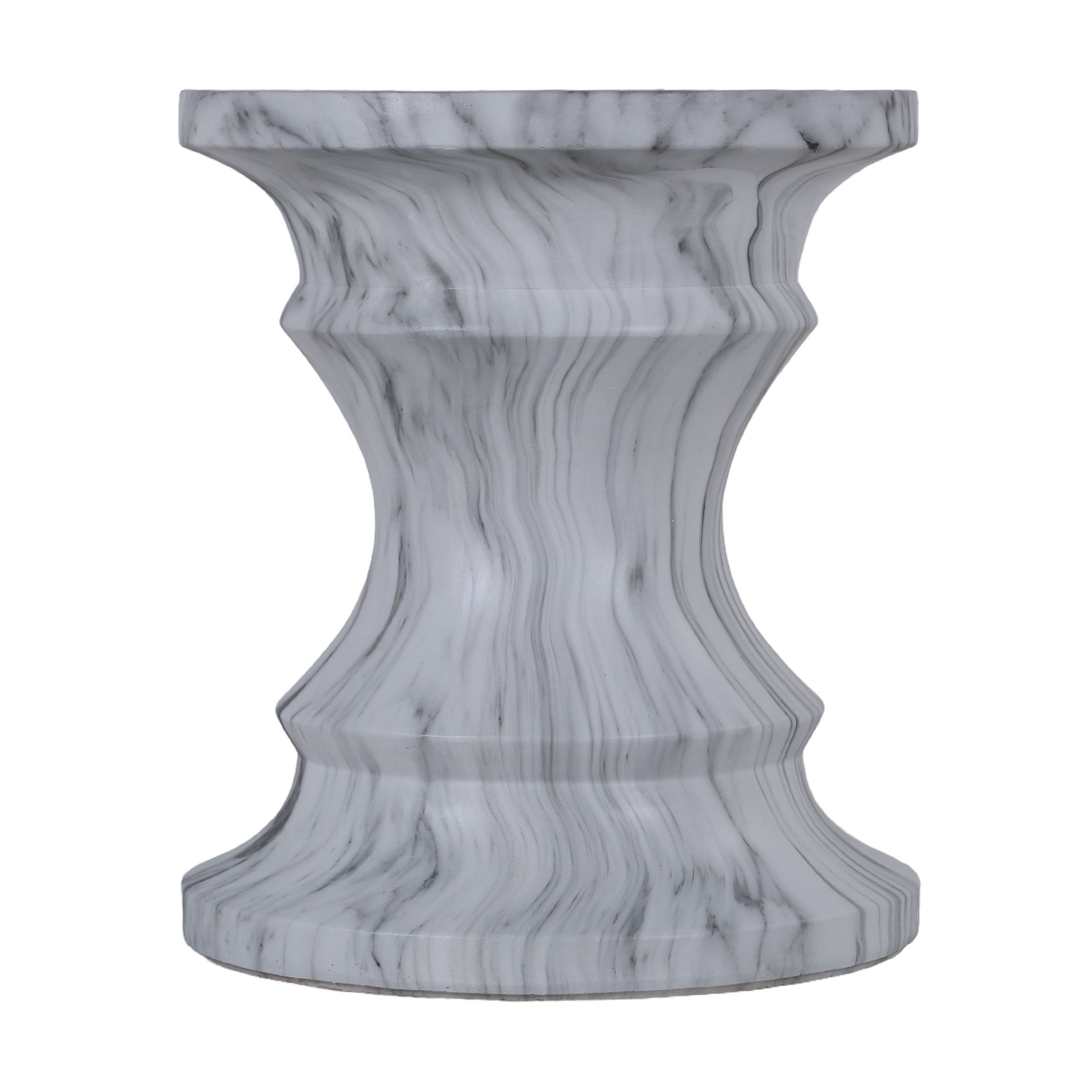 Cement Side Table, Faux Terrazzo Modern Round Accent End Table for Patio Garden Outdoor Home Decor, Marble