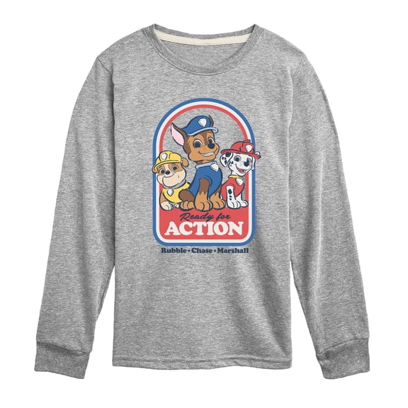 Paw Patrol - Ready For Action - Youth Boys Long Sleeve Graphic T-Shirt